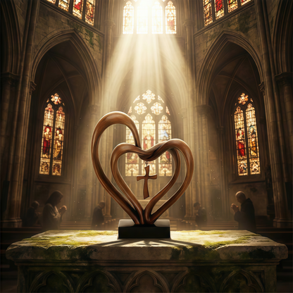 Marriage Takes Three – Entwined Heart & Cross Christian Wedding Sculpture – image 13