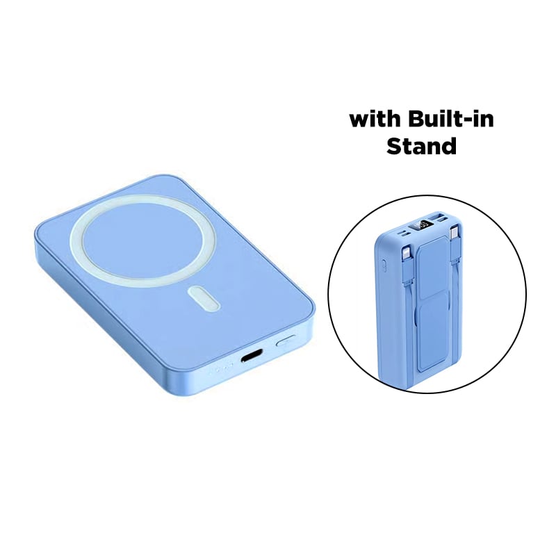 Portable Magnetic Power Bank – Blue 5000mAh (Kickstand)