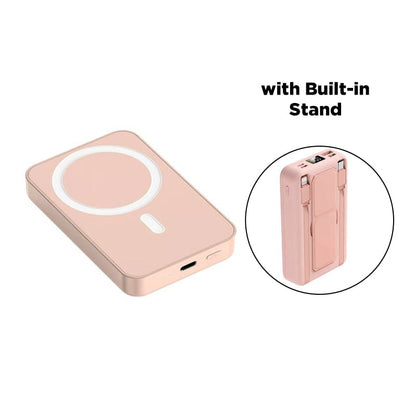 Portable Magnetic Power Bank – Pink 5000mAh (Kickstand)
