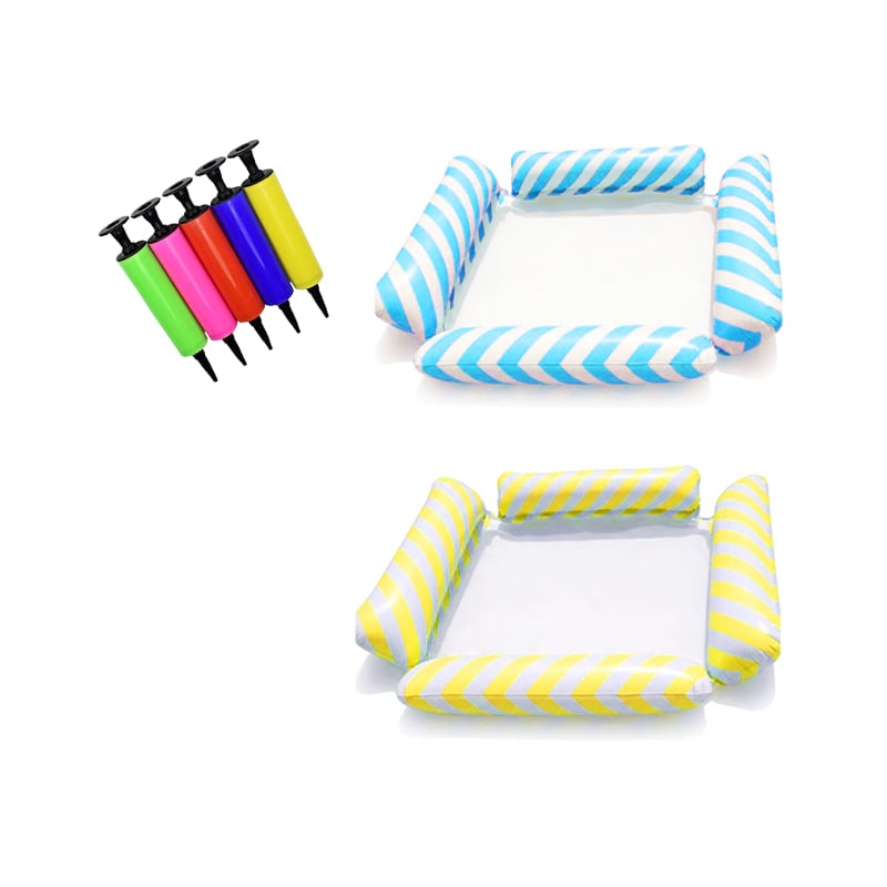 SunFloat Elite – Water Relax Hammock – diagonal stripes - (light blue+yellow)