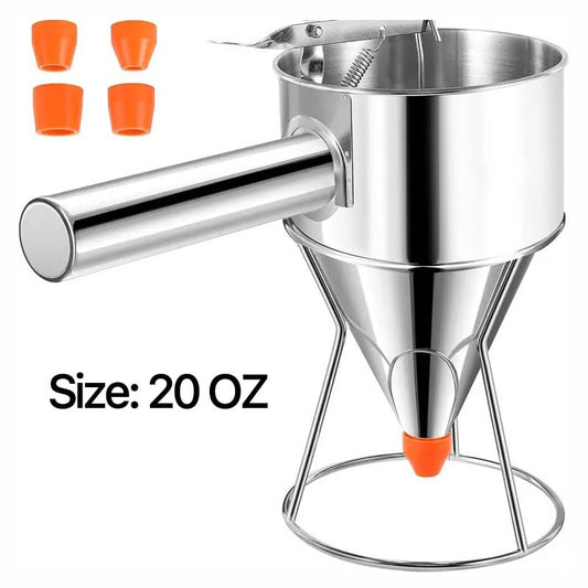 DoughDrip – Precision Batter Control Dispenser – Stainless Steel Funnel (20OZ)