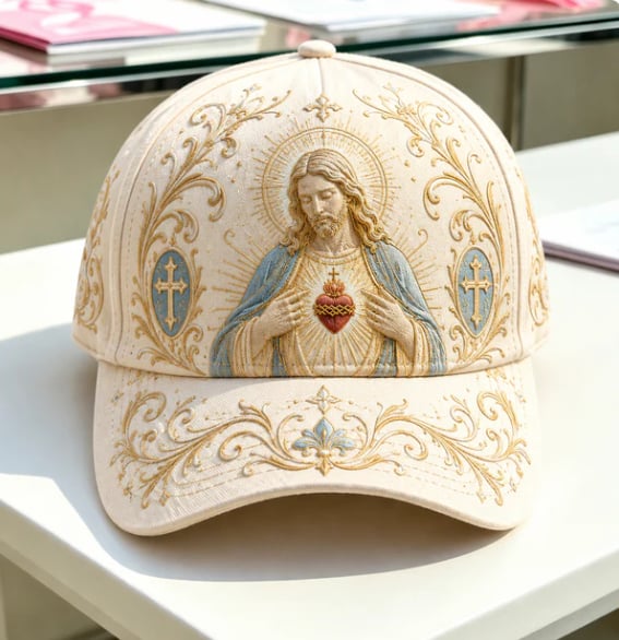 FloraBee – Aesthetic Garden Cap – ️ Sacred Heart Faith / One Size Fits Most