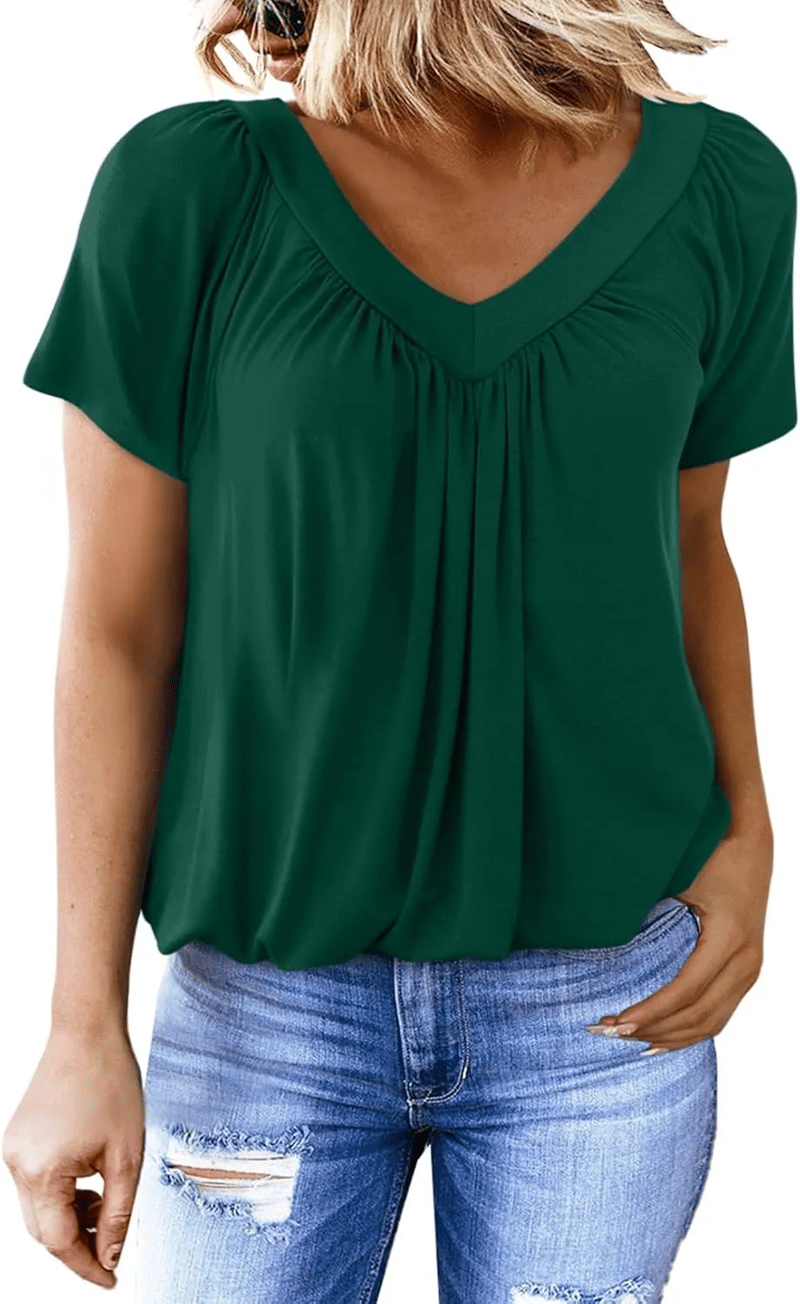 AuraFit | Classic Women’s V-Neck Casual Tee – Army Green / S