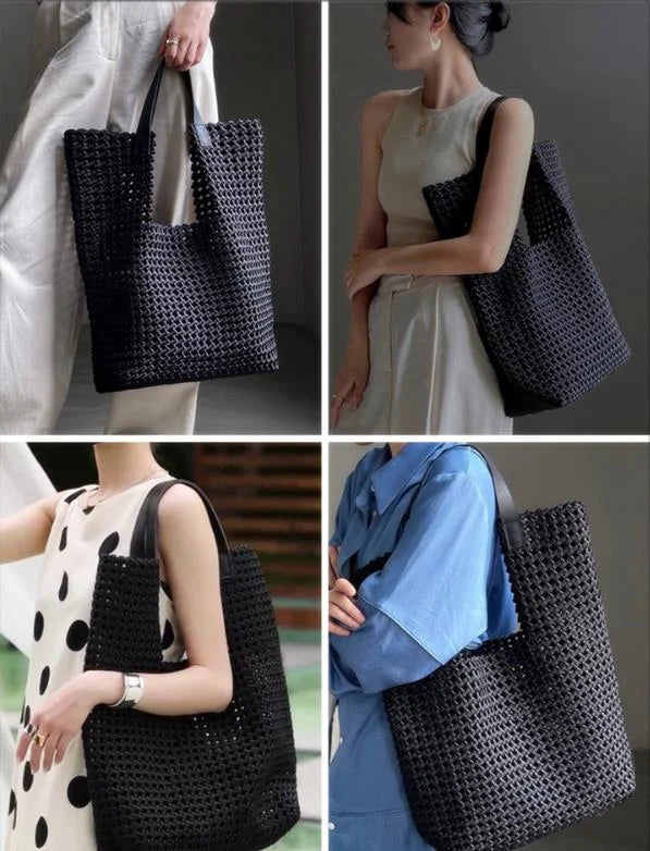 LuxeWeave – Handwoven Oversized Leather Tote Bag – image 5
