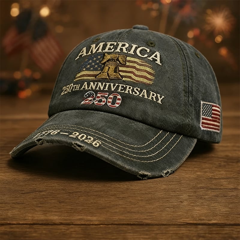 United States 250th Anniversary Red Cap – Grey / One Size Fits Most (Circumference 21 5/8"- Circumference 24 1/8")
