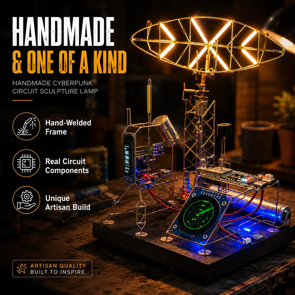 NeonForge - Handmade Cyberpunk Circuit Sculpture Lamp – image 3