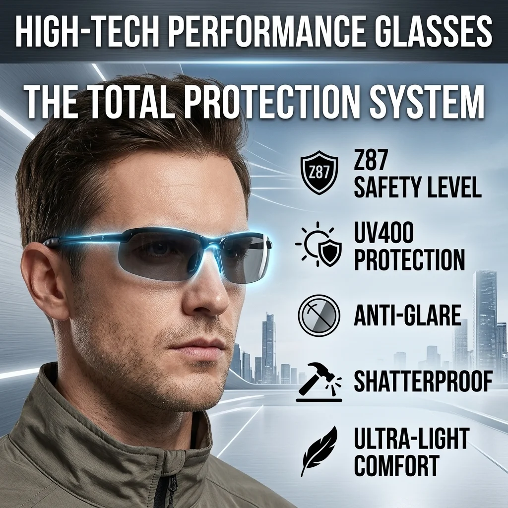 NeoLens – High-Tech Protective Smart Glasses – Black Frame, Black-Grey Lenses