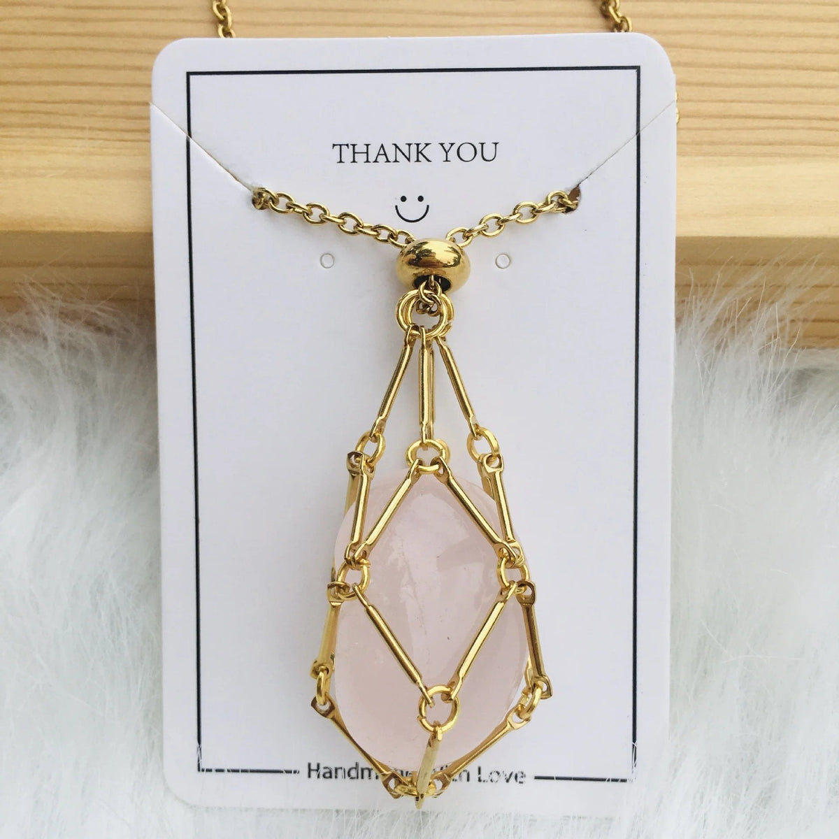 SoulBound - Natural Healing Crystal Necklace – Rose Quartz / Gold