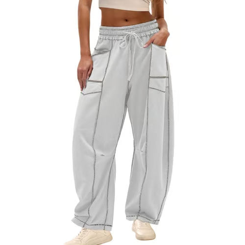 StreetLoom – Women’s Baggy Barrel Pants – LightGrey / XS