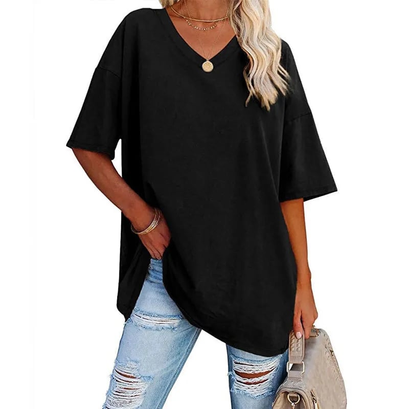 LunaWear – Summer New Women’s Loose T-Shirt – Black / S