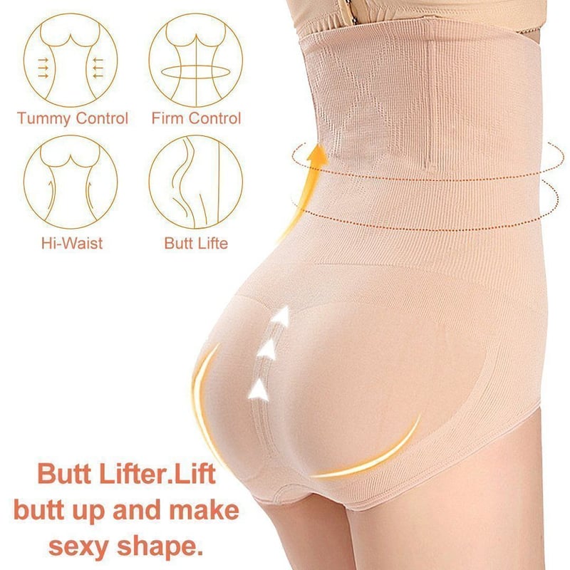 SlimElegance – High Waist Tummy Control Shapewear Panties – Beige / XS/S