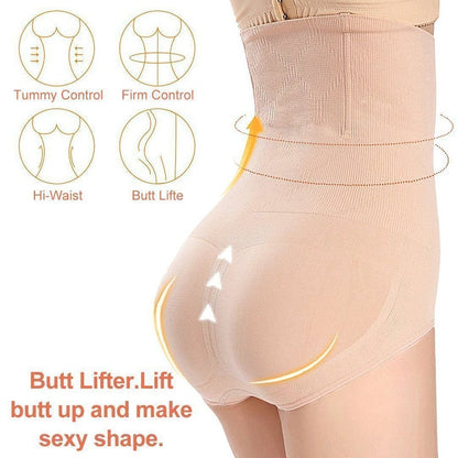 SlimElegance – High Waist Tummy Control Shapewear Panties – Beige / XS/S