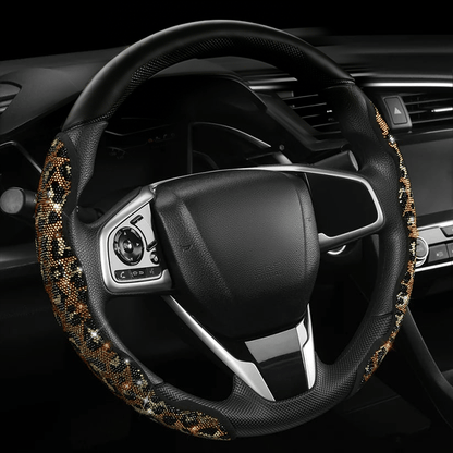 LuxiDrive – Crystal Studded Steering Wheel Cover – Cheetah / 2pcs