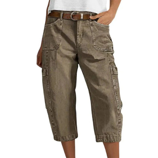 FlexWear – Stretchy Casual Cargo Capris – Khaki / S