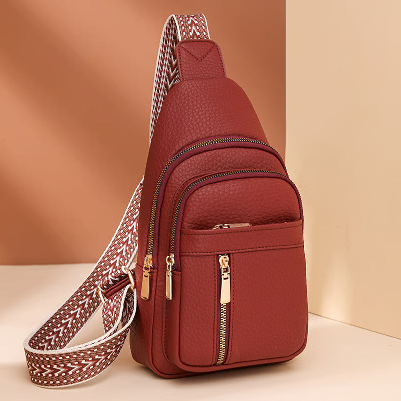 LuxeCarry – Minimalist Solid Color Crossbody Bag – Updated PU-Red