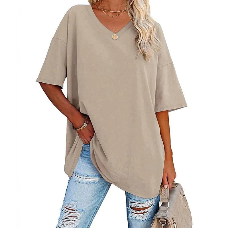LunaWear – Summer New Women’s Loose T-Shirt – Apricot / S