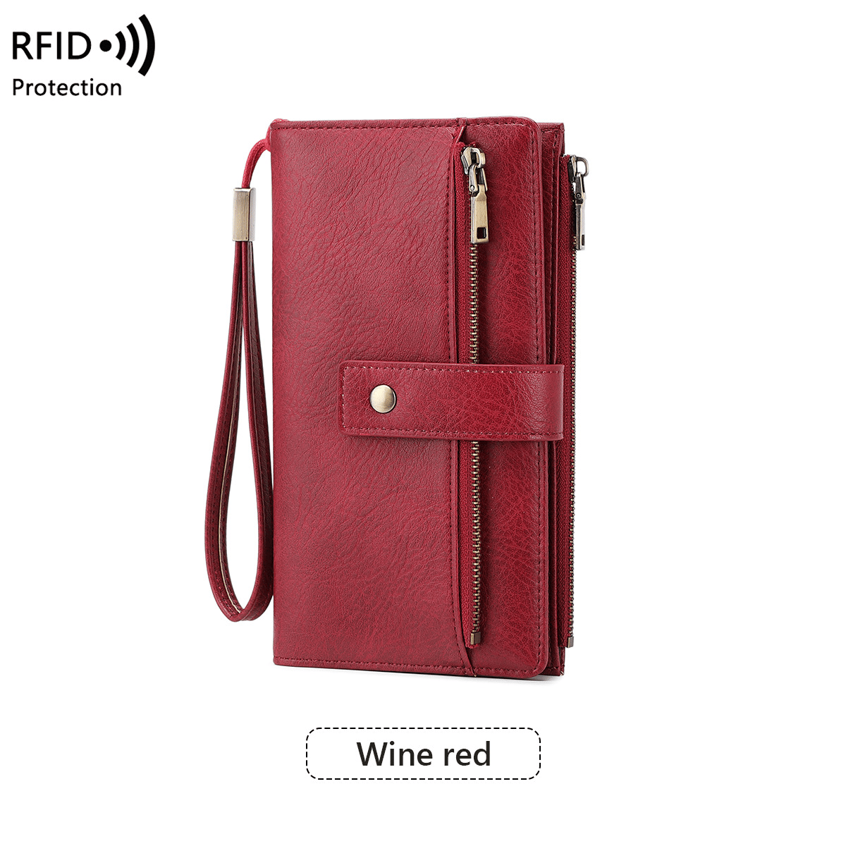 LunaVault – RFID Blocking Elegant Long Wallet – Wine Red