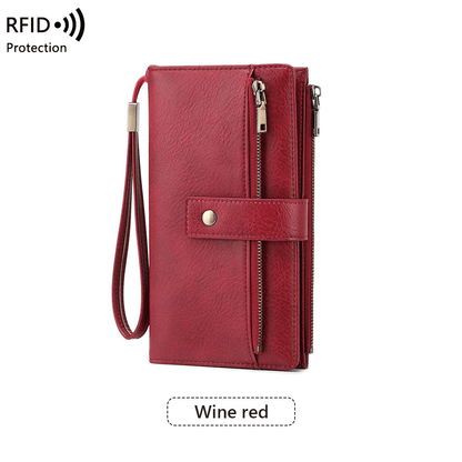 LunaVault – RFID Blocking Elegant Long Wallet – Wine Red