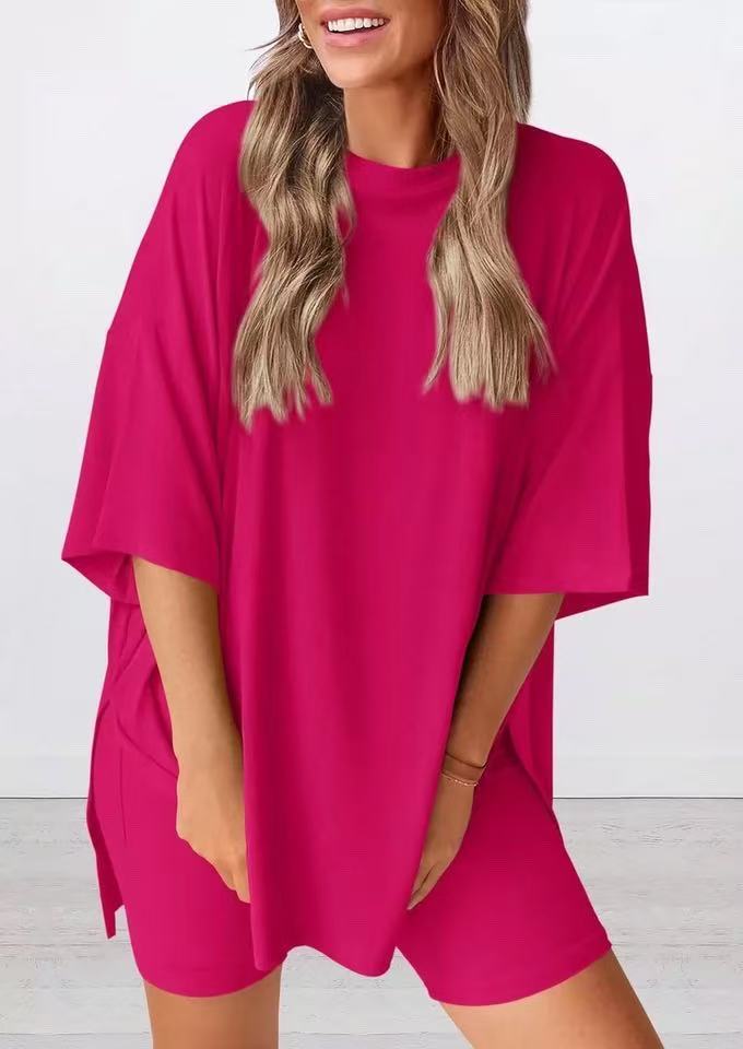 ComfiChic - Two Piece Relaxed Fit Set – Rose red / S