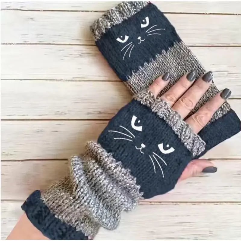 WarmHands – Stylish Knitted Fingerless Gloves – Blue