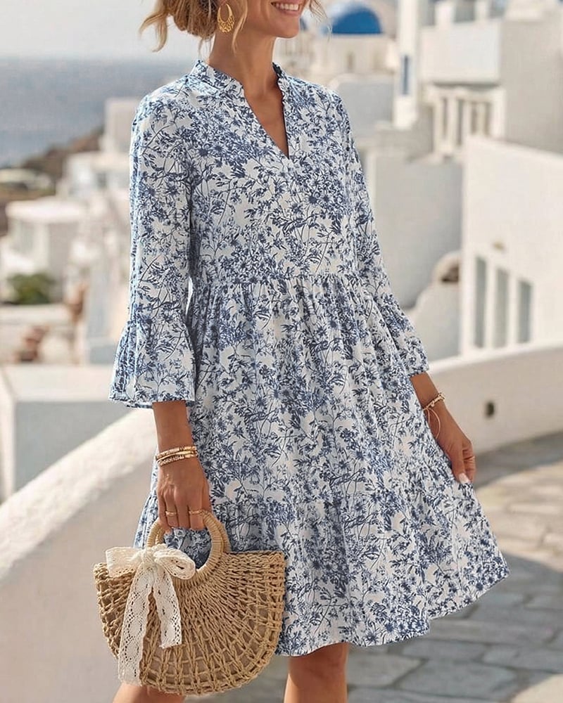 BloomLayer – Floral Tiered V-Neck Dress – image 11