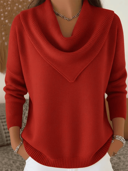 AuraKnit – Triangle Neck Pullover – Red / XS（US 2)