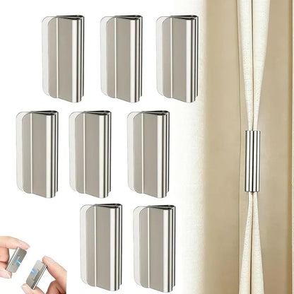 CurtainSnap – No-Drill Magnetic Curtain Holders – 8 Pairs