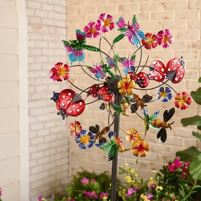 Outdoors Wind Spinners with Decorative Flowers(Includes bracket) – image 8