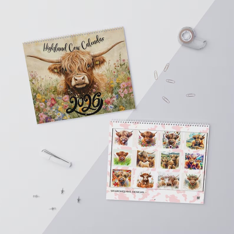 HighlandHugs – 2026 Cute Highland Cow Wall Calendar – image 2