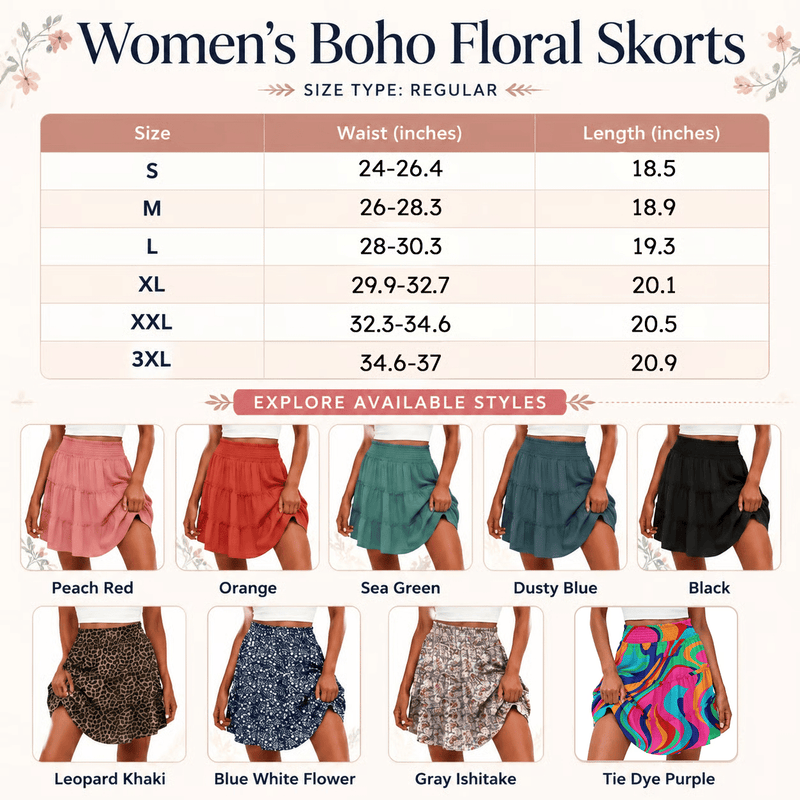 LunaFlair – Tiered Boho Skort – Sea Green / S / Buy 1