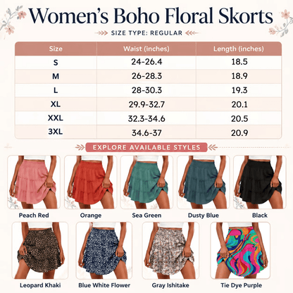LunaFlair – Tiered Boho Skort – Sea Green / S / Buy 1