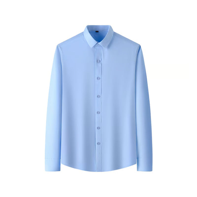 SmoothWear | Stretch Anti-Wrinkle Non-Iron Shirt – Blue / M / Long sleeves