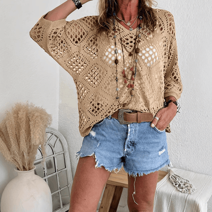 LunaCrochet – Summer Bohemian Top – Apricot / S