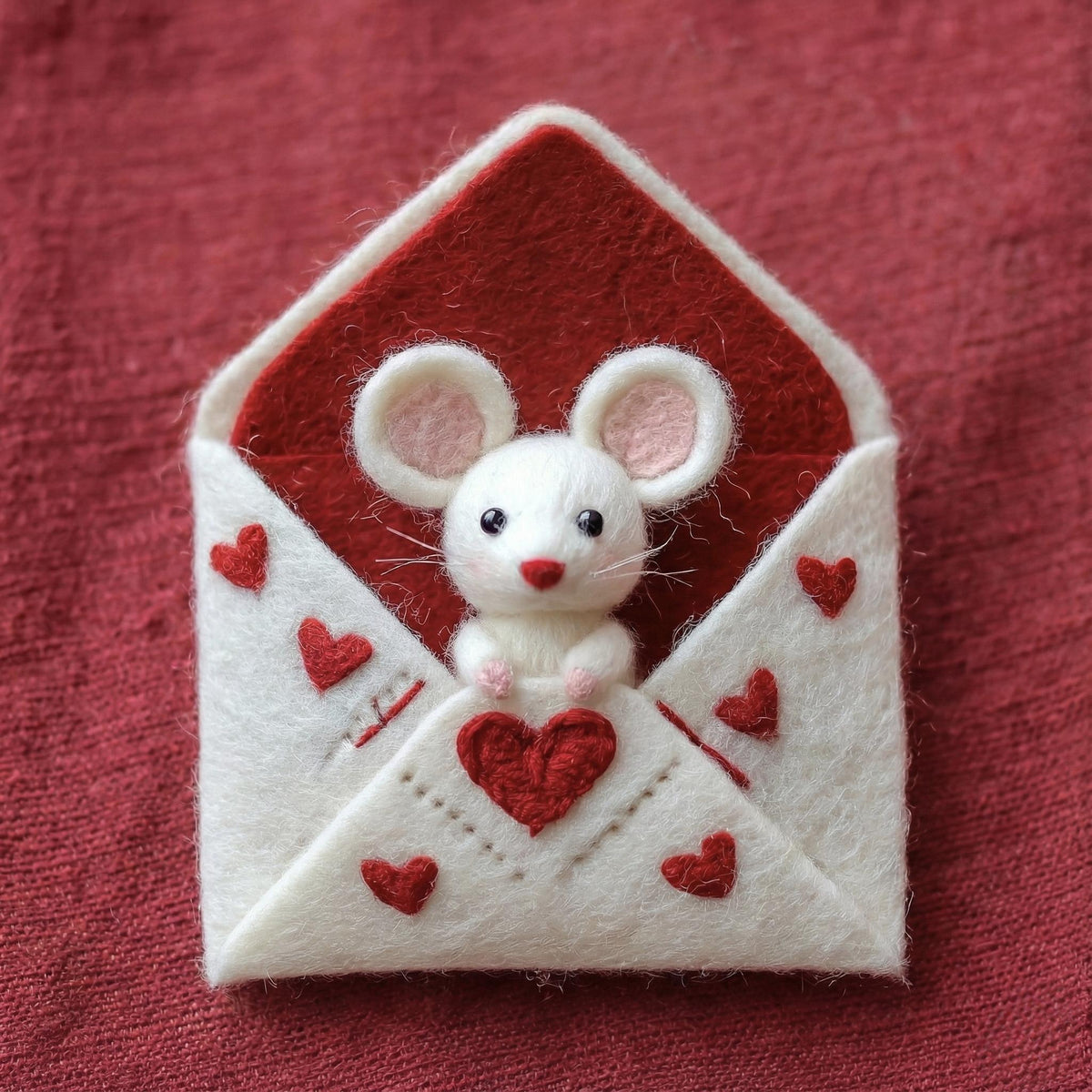 Needle Felted Mouse | Valentine's Day Gift – In White Envelope