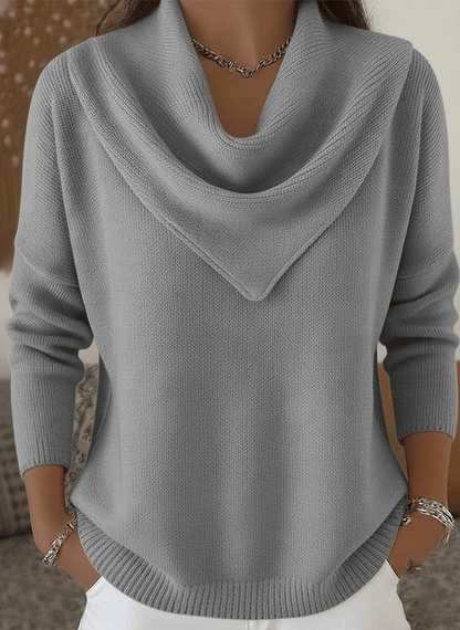 AuraKnit – Triangle Neck Pullover – Gray / XS（US 2)