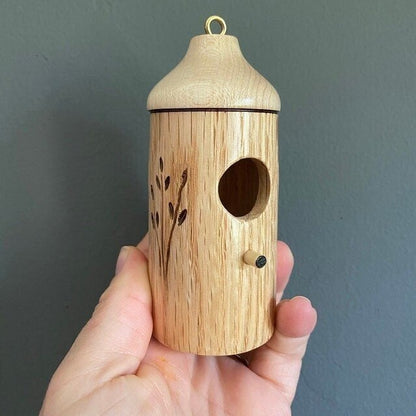 NatureSip – Wooden Hummingbird Feeder for Garden Lovers – Oak (Right)