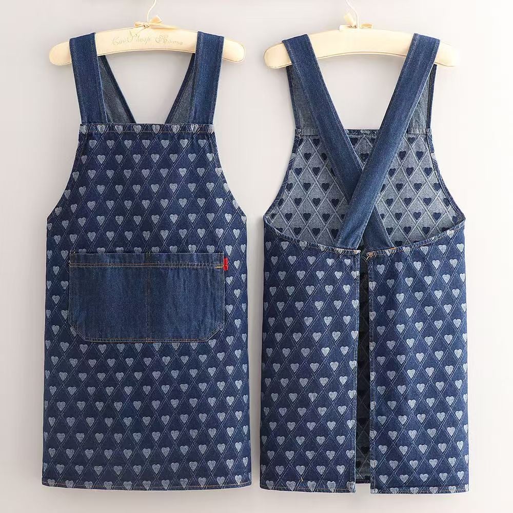 ApronMuse - Premium Soft Denim Cross-Back Apron – Heart