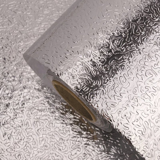 GreaseBlock – Kitchen Oil Proof Waterproof Stickers – Silver 01 / 15.74"W × 39.37"L