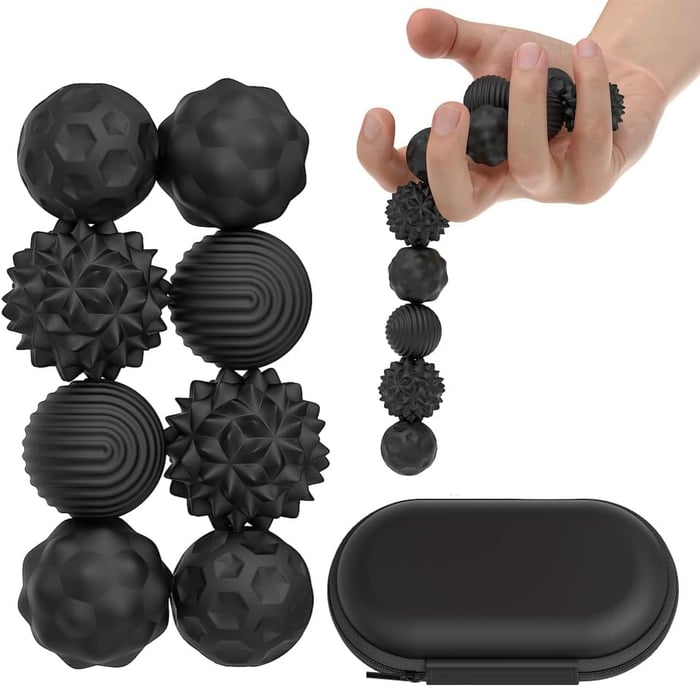 MagnaSphere – Stress Relief Fidget Ball Toy – Black / 8 Counts/set