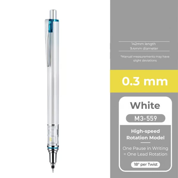 WritePro – Advance Mechanical Pencil M5-559, 0.3 mm – 0.7 mm – White 0.3 mm