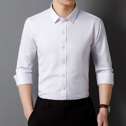 SmoothWear | Stretch Anti-Wrinkle Non-Iron Shirt – White / M / Long sleeves