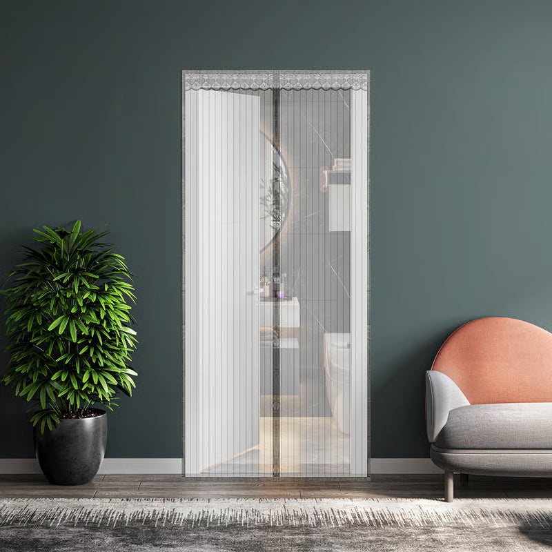 BreezeLock – Magnetic Mesh Fly Protection Door – Gray / 80*210