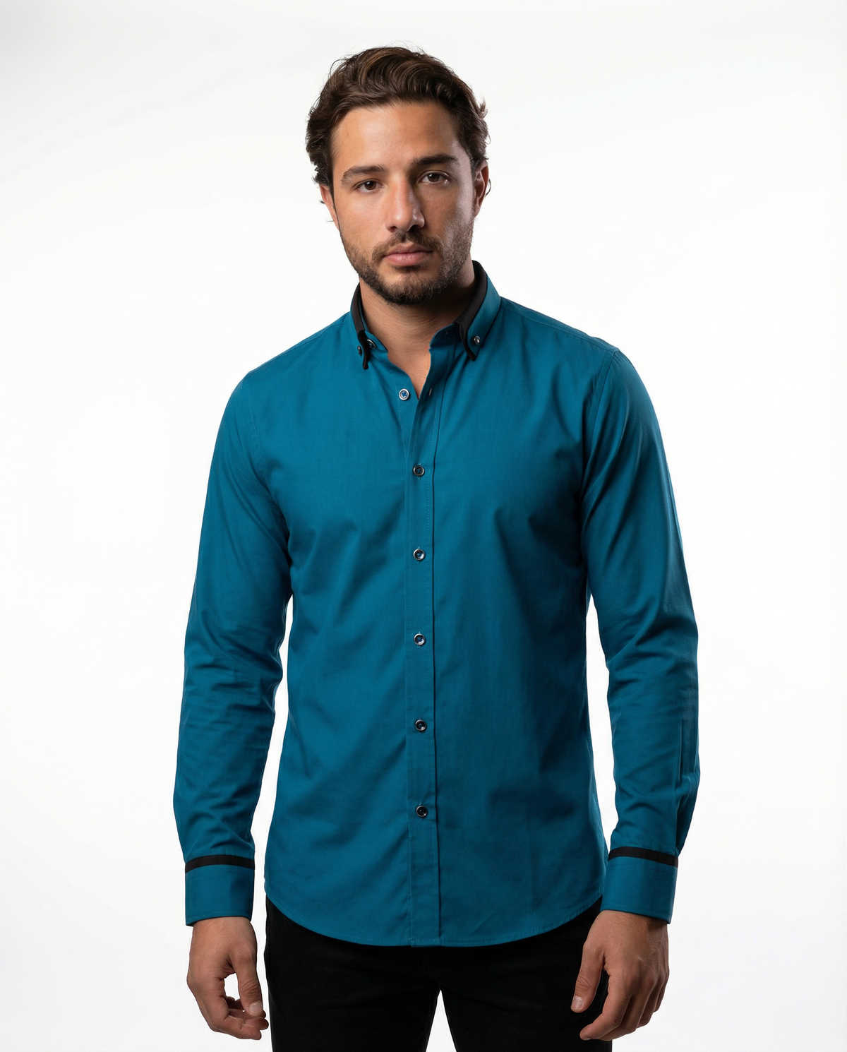 Alvero™ – Classic Cotton Shirt – Teal Blue / S