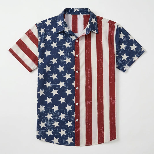 FreedomFlora – American Flag Tropical Shirt – S