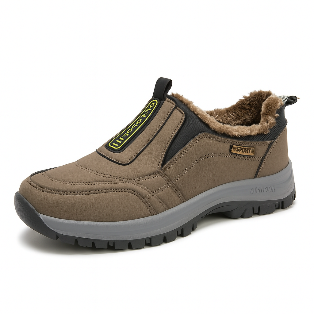 Mavero™ – All-Terrain Slip-On Shoes for Men – Brown with Fleece / US 7 / UK 6 / EU 40