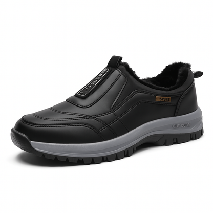Mavero™ – All-Terrain Slip-On Shoes for Men – Black Leather with fleece / US 7 / UK 6 / EU 40