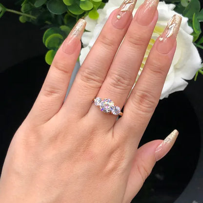 AuraTrio – Three Stone Diamond Look Ring – image 15