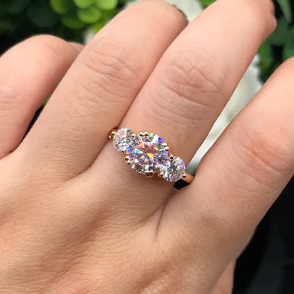 AuraTrio – Three Stone Diamond Look Ring – image 16