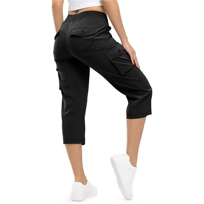 FlexCargo Capri – Active Comfort Pants – BLACK / S（US 4-6）