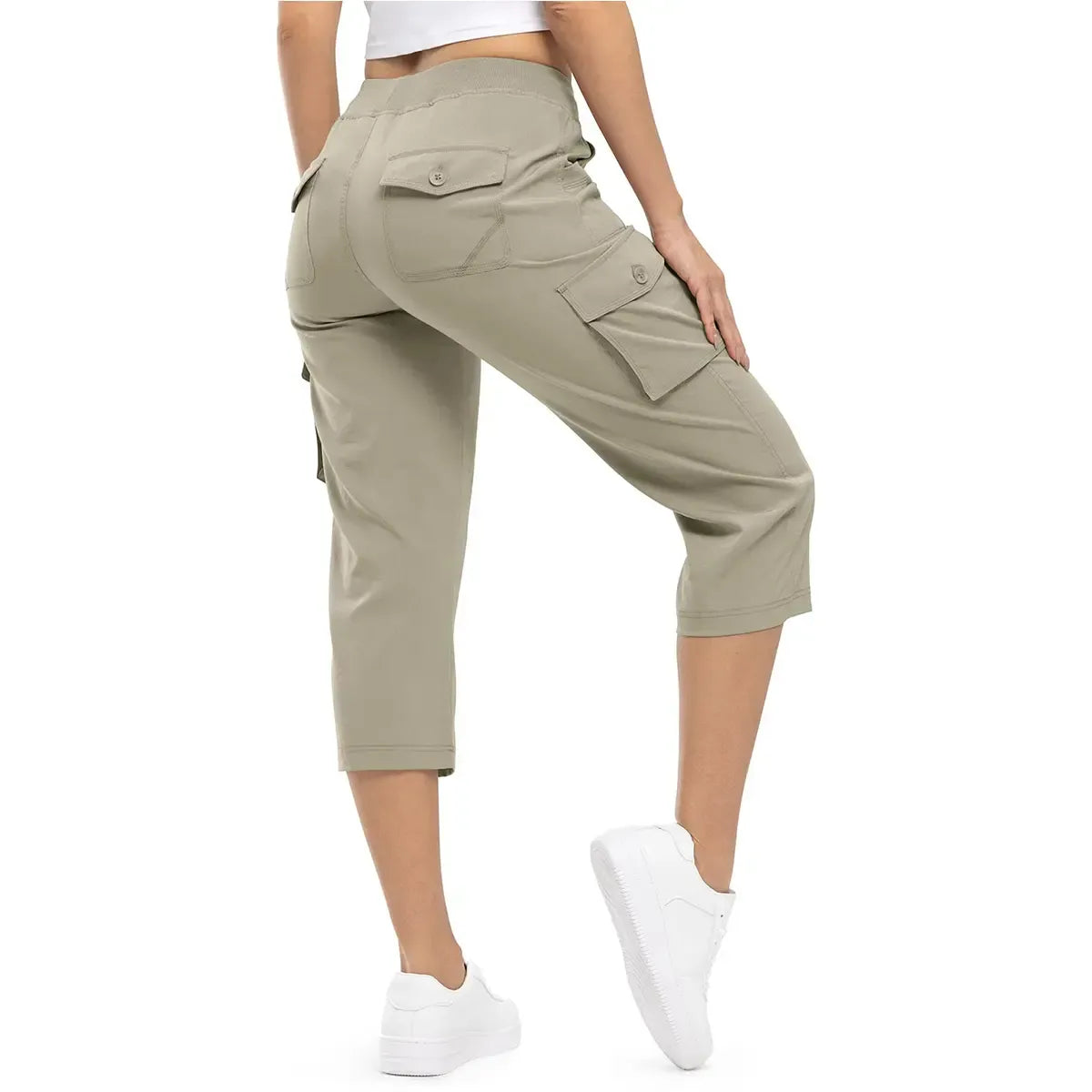 FlexCargo Capri – Active Comfort Pants – LIGHT KHAKI / S（US 4-6）